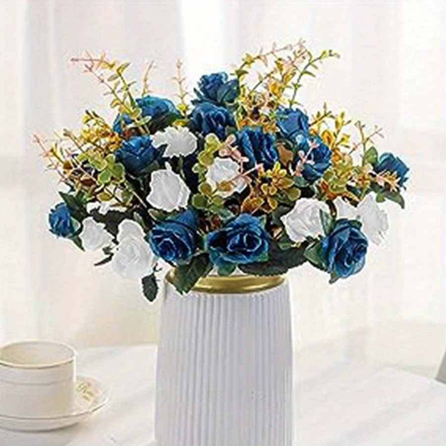 

Artificial Flowers 4 Bunches Of Artificial Roses Plastic Silk Flower Suitable For Plant Decoration Of Family Hotel Wedding Christmas Office Table