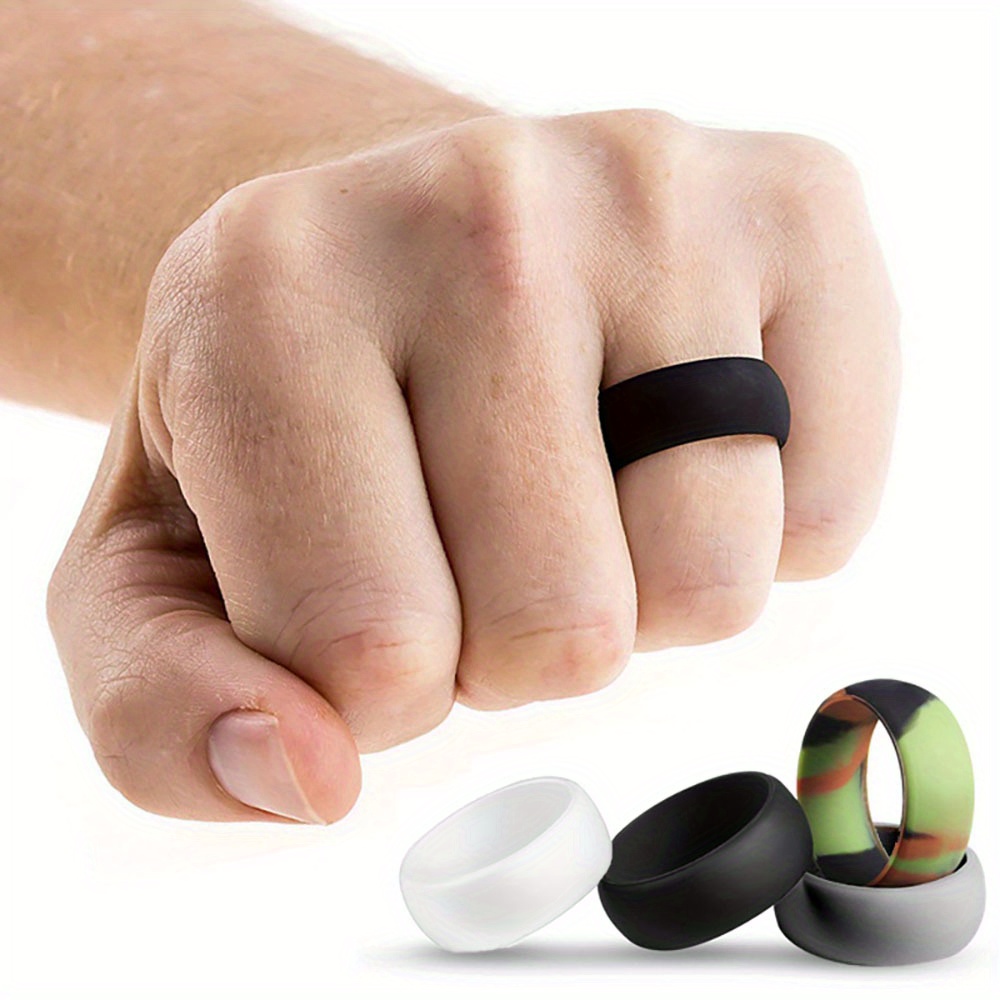 1pc 8.7Mm Silicone Wedding Band, Hypoallergenic And Flexible, Designed for Men'S Comfort During Outdoor Activities, Sports, And Running