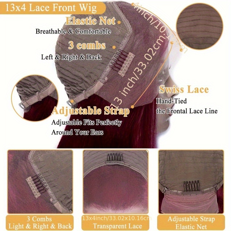 colass 14a 200% density burgundy lace front wig human hair