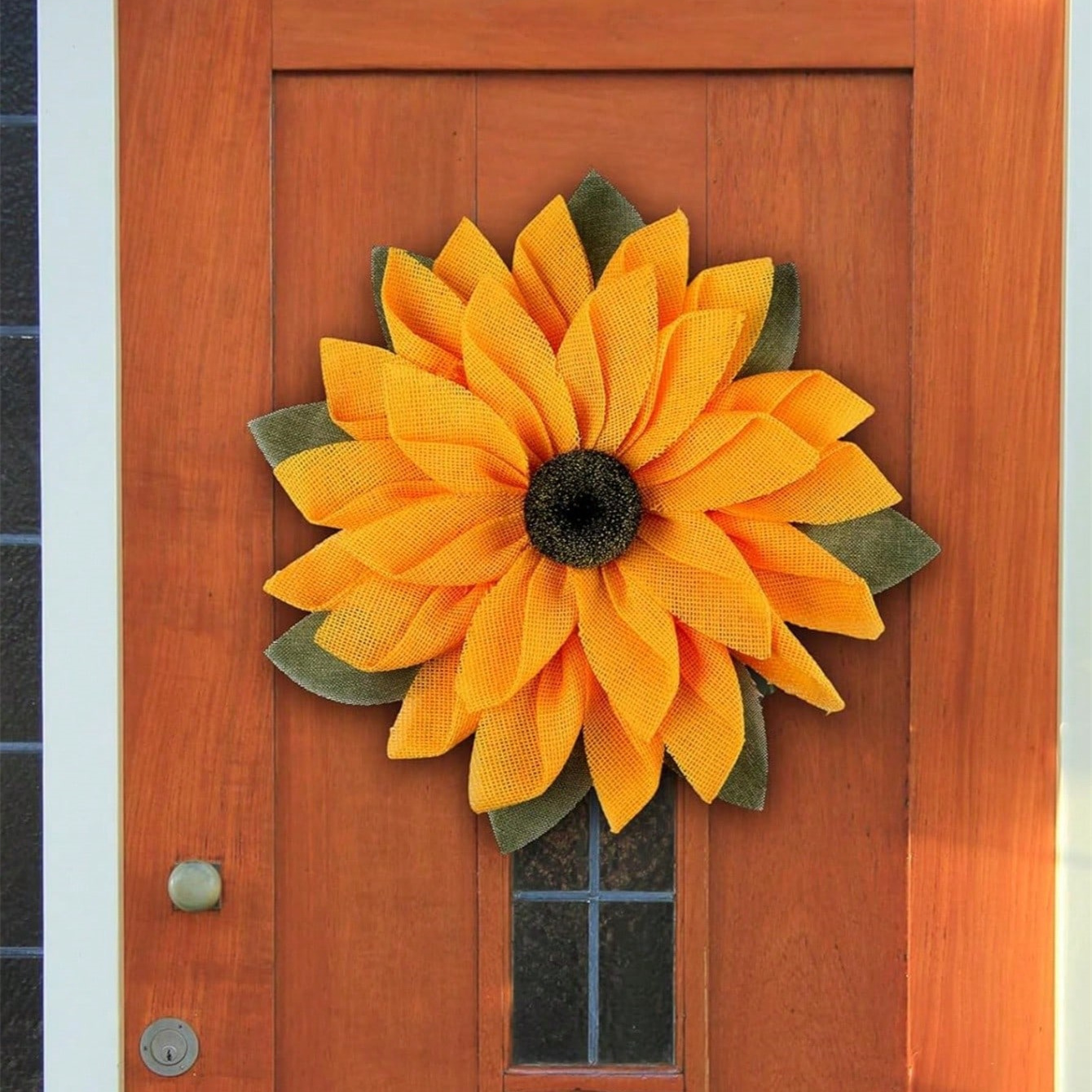

2pcs 16 Inch Sunflower Wreath For Front Door Outside Sunflower Wall Hanging Decor Artificial Burlap Wreath With Yellow Sunflower For Rustic Garland Bee Festival Welcome Sign Decorations