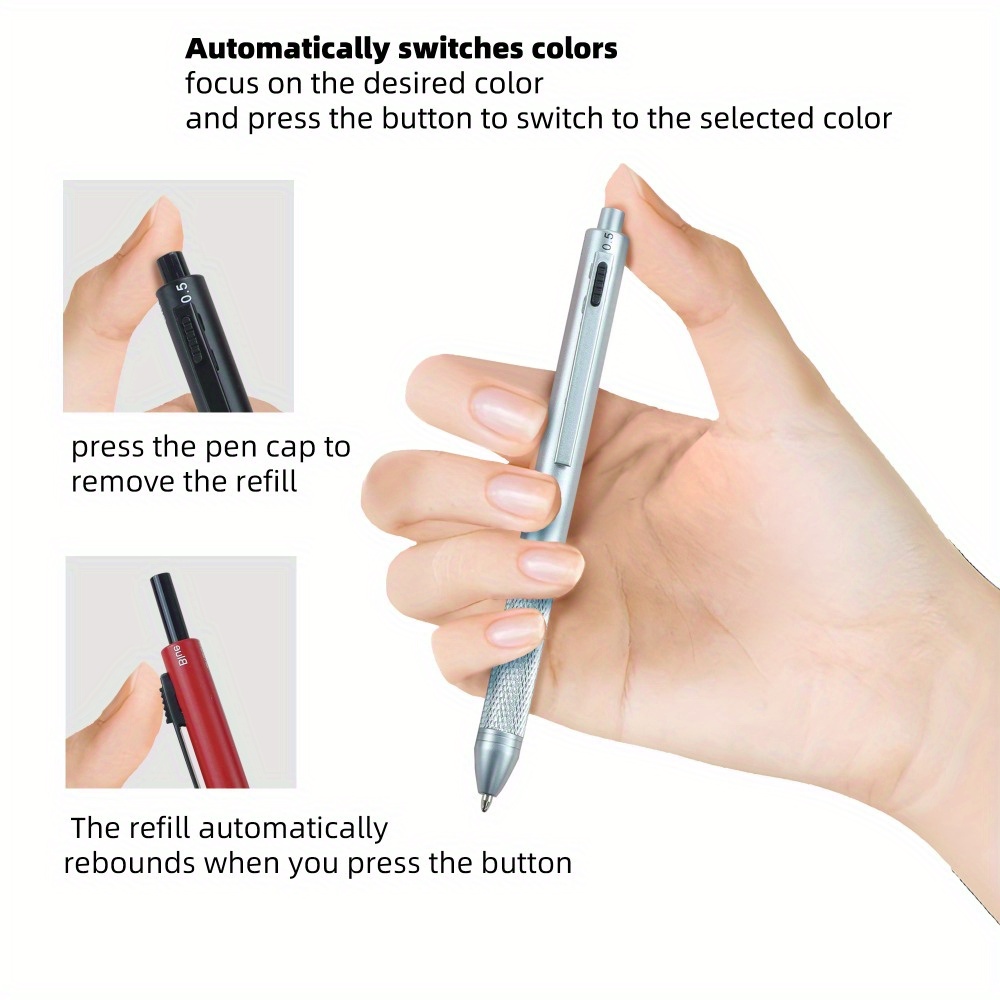 

4-in-1 Gravity Sensor Pen - Black, Red, Blue Ink & Pencil | Choose From 3 Stylish Colors | Perfect For On-the-go Note-taking