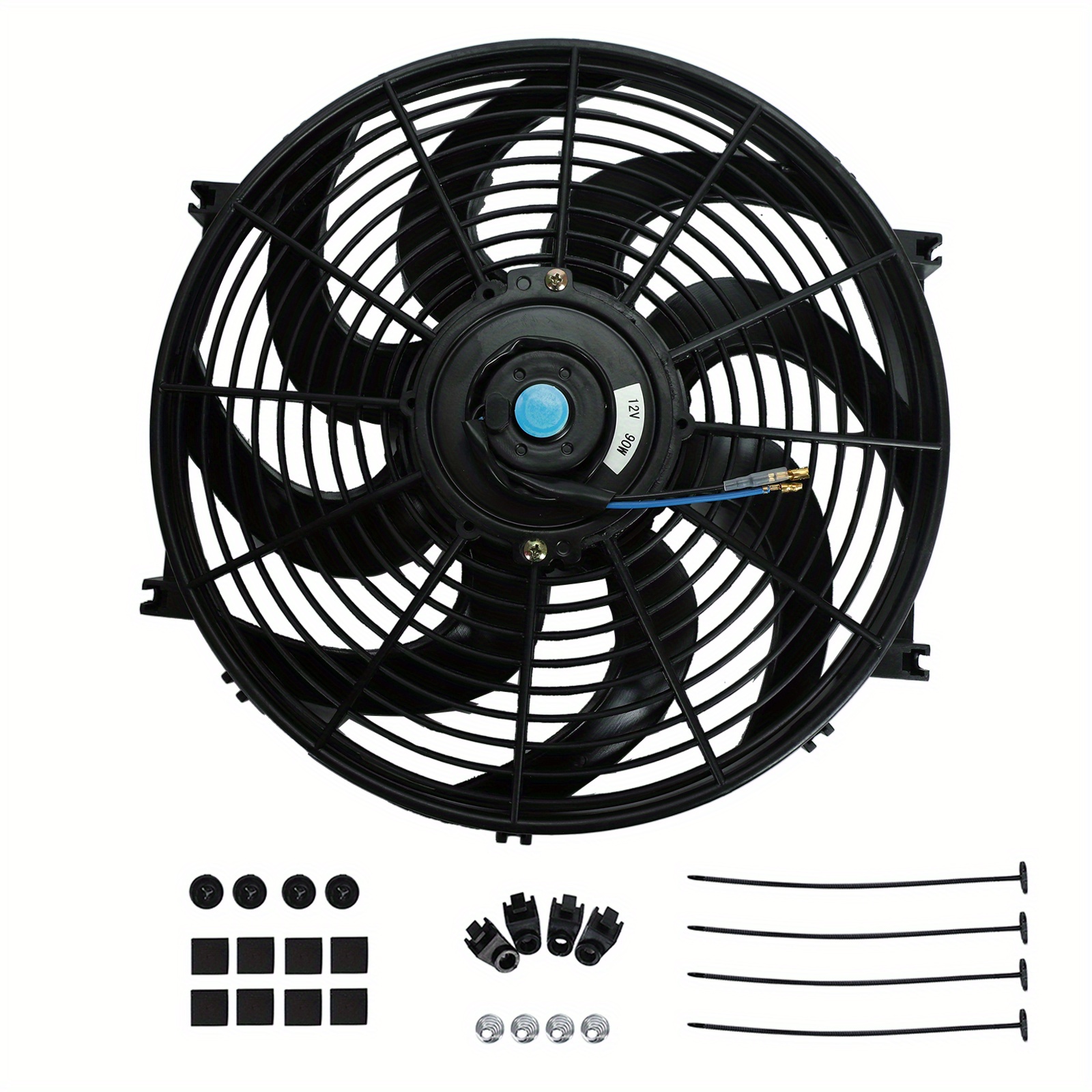 

14" Inch Universal Slim Push Pull Electric Radiator Cooling Fan 12v Mount Kit 900 Cfm 2000 Rpm