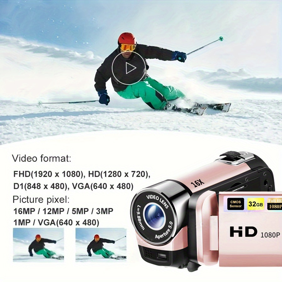 1080p hd digital camera with 16x zoom 270 rotating screen built in battery perfect for photos videos details 3