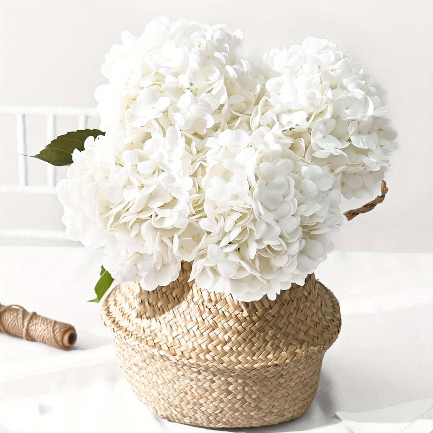 

4pcs 22.5'' White Full Hydrangea Flowers For Home Floral Arrangements Wedding Bouquets Kitchen Table Centerpiece Decorations Real Touch Hydrangea Artificial Flowers