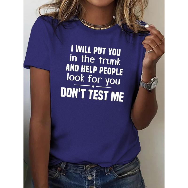 

Letter Print T-shirt, Short Sleeve Crew Neck T-shirt For , Women's Clothing