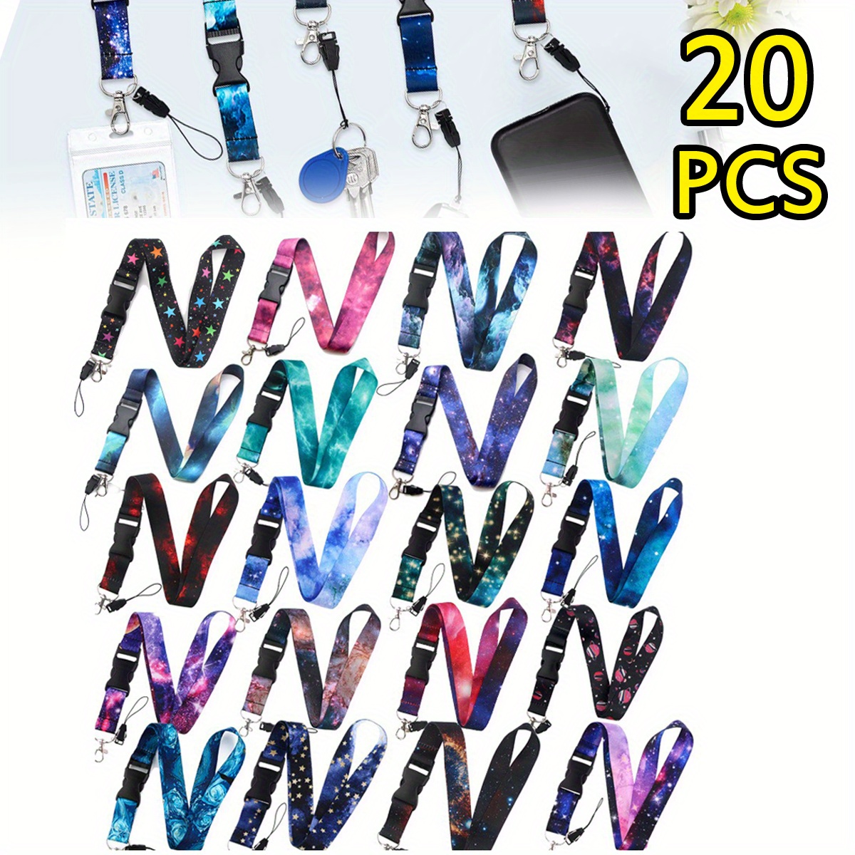 

20pcs/1set Galaxy Breakaway Lanyard For Keys, Id Badge, Phone Accessories With Release Buckle - Cool Neck Lanyard For Men And Women