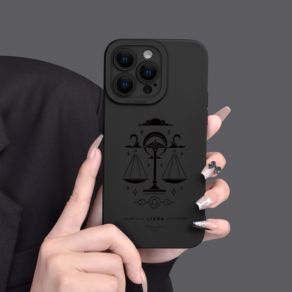 

Libra Pattern Mobile Phone Case Full-body Protection Shockproof Anti-fall Tpu Case Color:black For Men Women For Iphone 15 14 11 Xs Xr X 7 8 Se