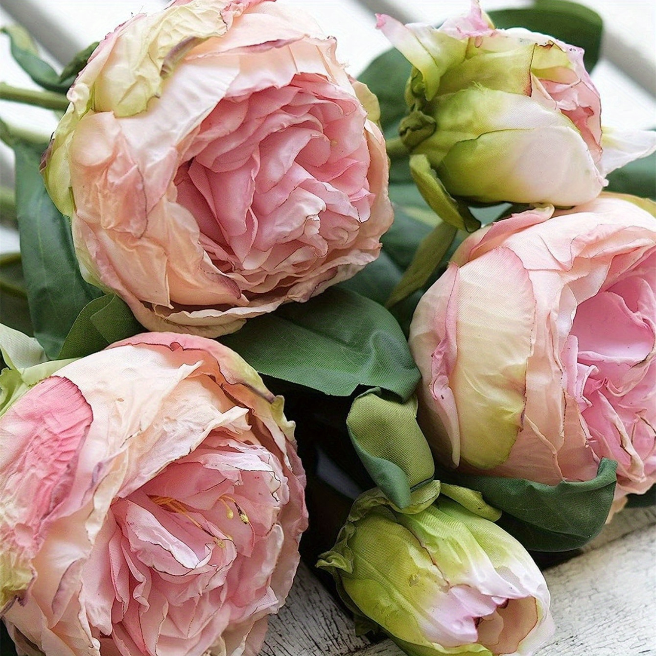 

5 Pcs Vintage Artificial Peony Flowers 2 Heads/bundle Beautiful Durable Realistic Non-fading Fake Peony For Office Wedding Home Table Decoration