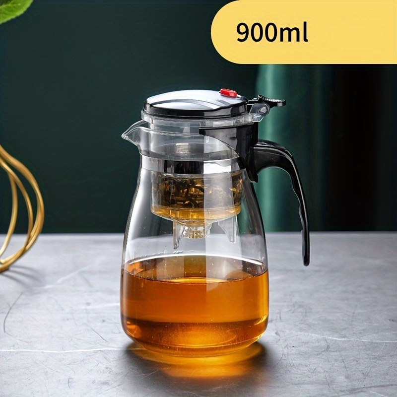 

1pc Premium Heat-resistant Glass Teapot With Infuser - Perfect For Kung Fu Tea, Coffee & More - Easy One-button Separation
