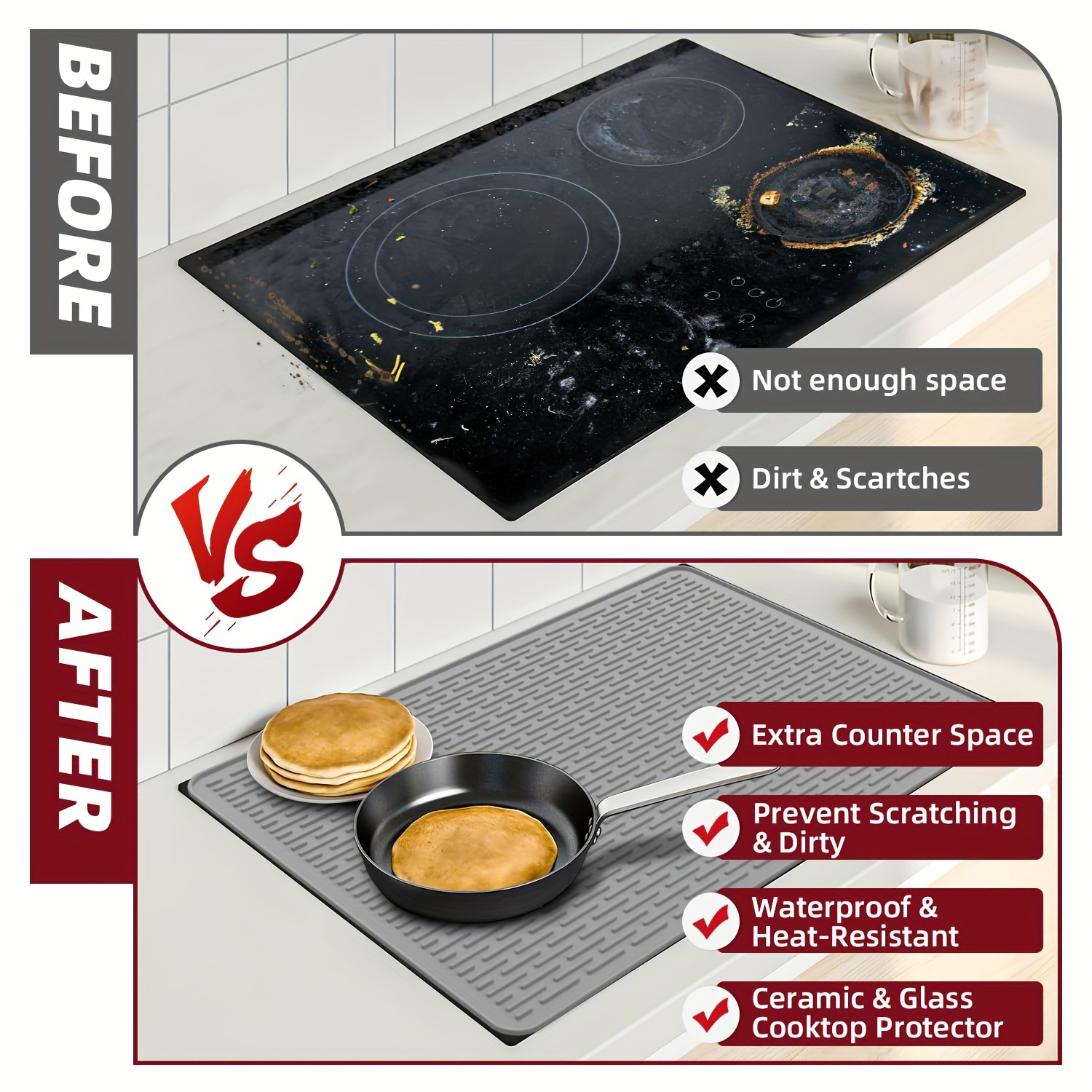 silicone cutting board for kitchen food contact   resistant electric stove top protector mat scratch prevention for ceramic glass   multipurpose countertop cover 1pc details 7