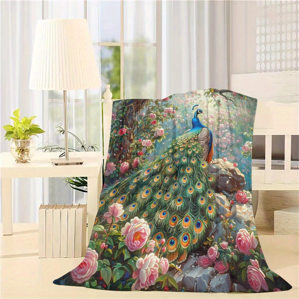 TEMU Digital Printed Flannel Blanket With Design, Suitable For Sofa Cover, Air Conditioning Blanket, Nap Blanket, Double-sided Fleece Gift Blanket