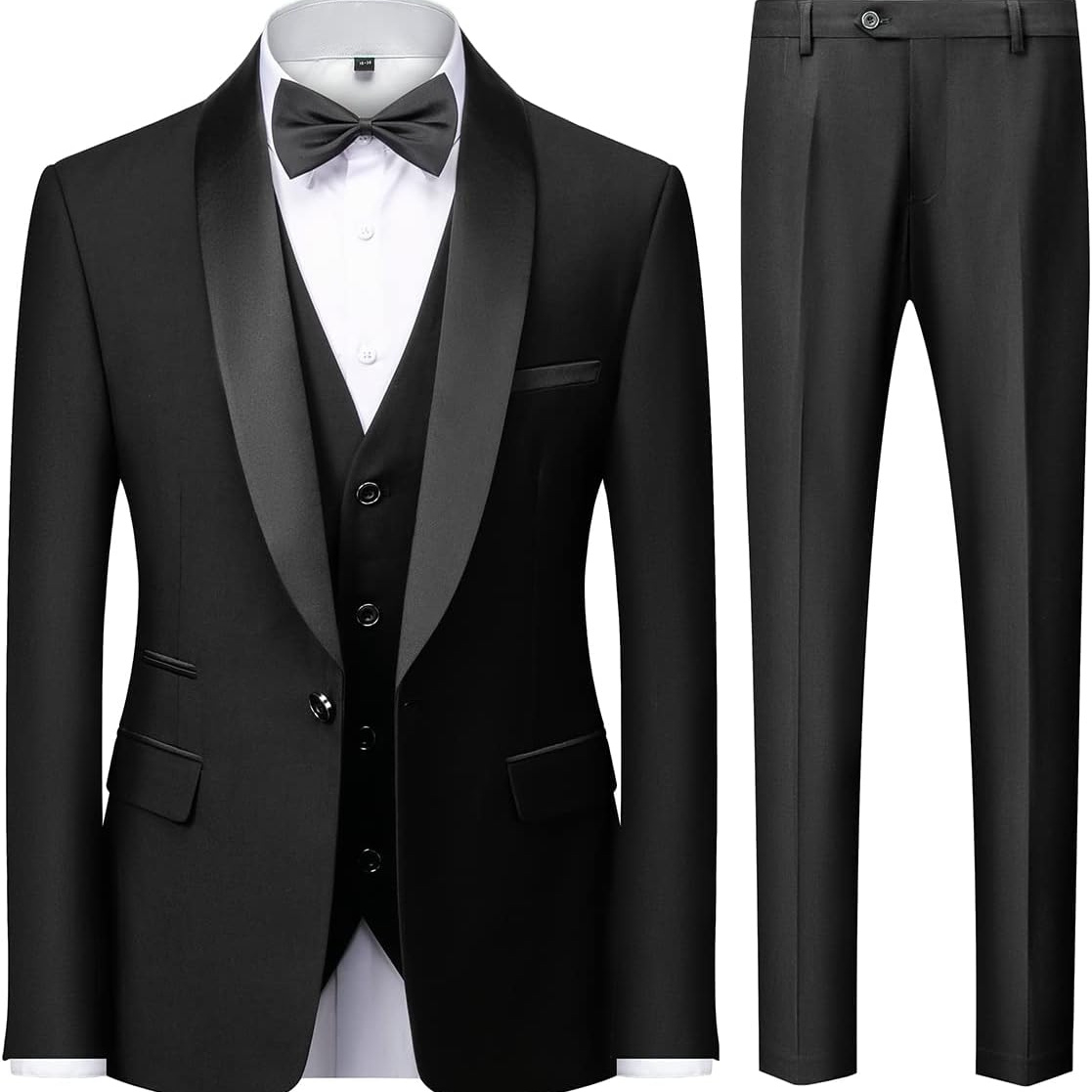 

Men's Suit 3 Piece Plus Fit 1 Button Tuxedo Jacket Suits For Men For Wedding Prom Blazer Vest Pants Shawl Laple Elegant Tuxedos Formal Wear Business Suits Fathers Day Gifts