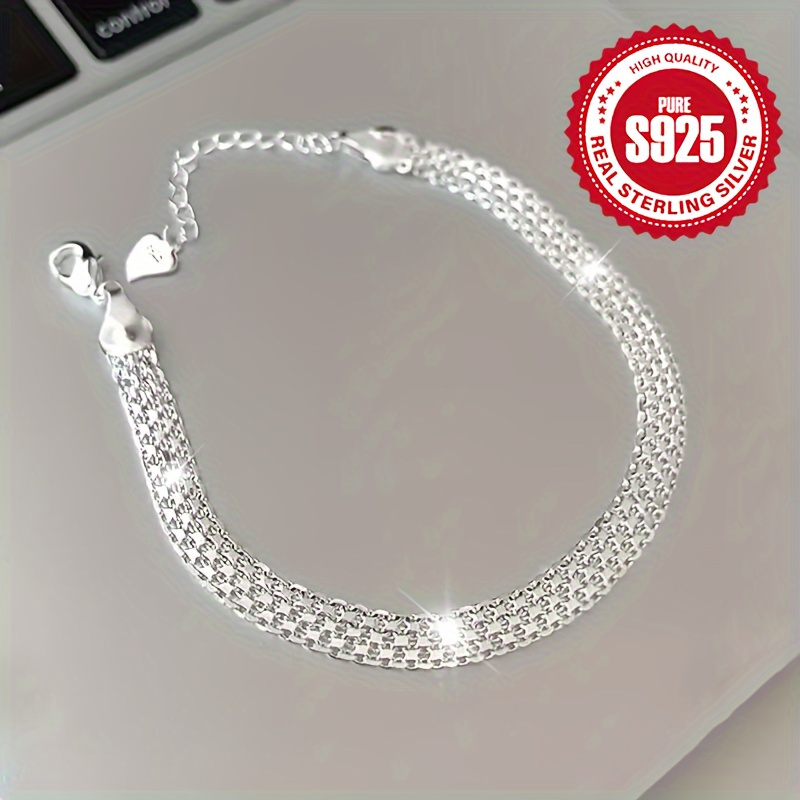 

Sparkling 925 Sterling Silver Hypoallergenic Bracelet Elegant Luxury Style For Women Banquet Hand Accessories