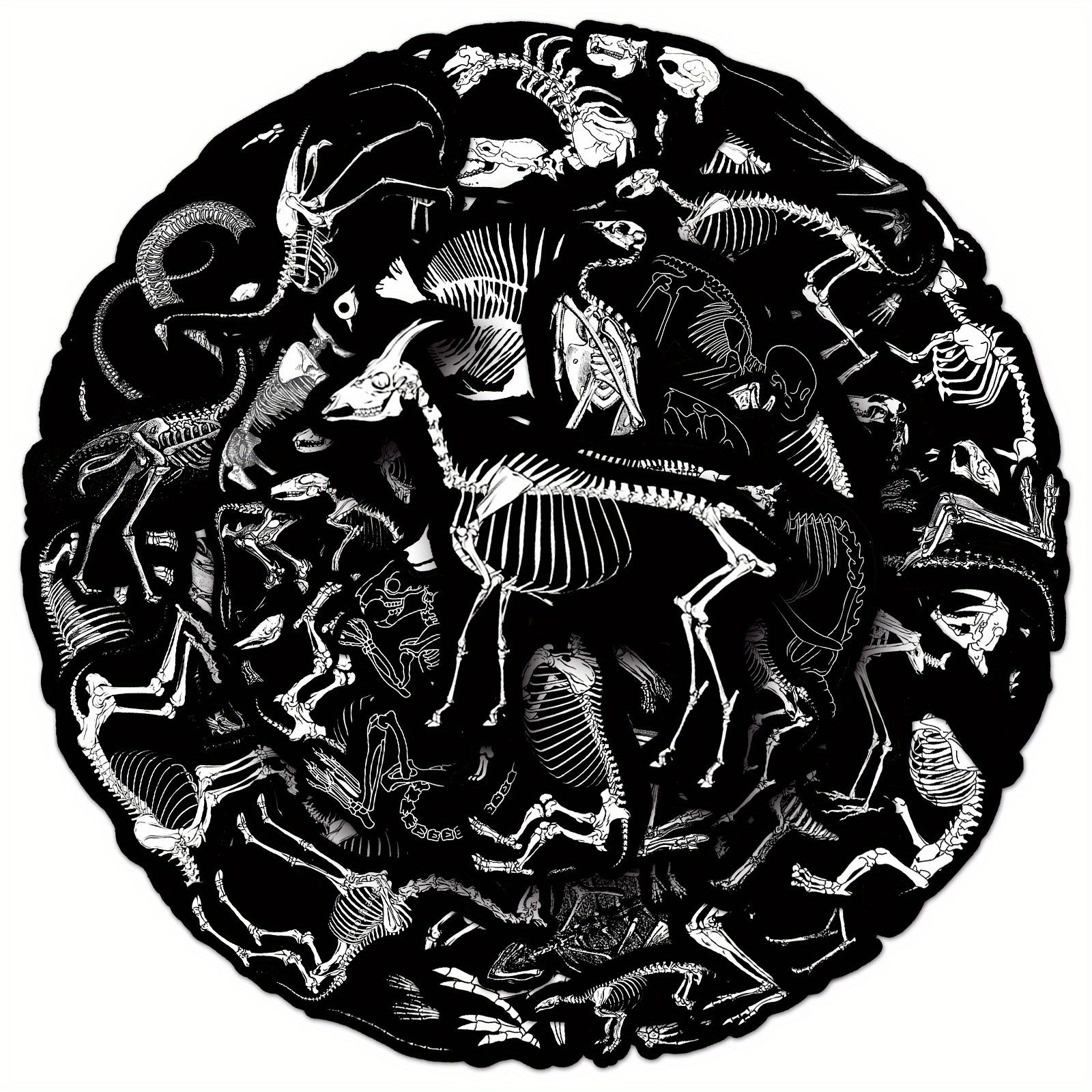 50pcs Huaiyuan Animal Stickers Compatible For - Cute Funny Gothic Doodle Art With, Bear, Bat, , , , Tick - Irregular Shape Decals For Diy Crafts, Laptop, Water Bottle, Party Decorations (one-use)