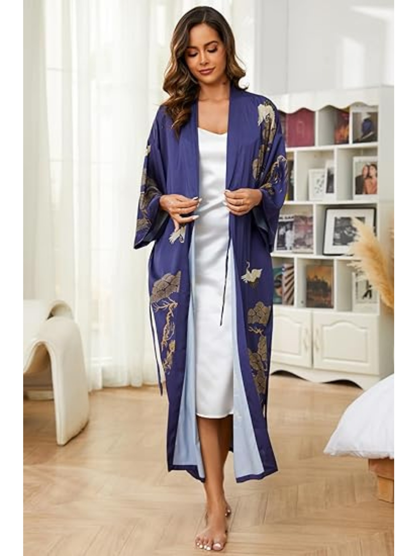women's kimono robe long bathrobe women's pajamas floral - Temu