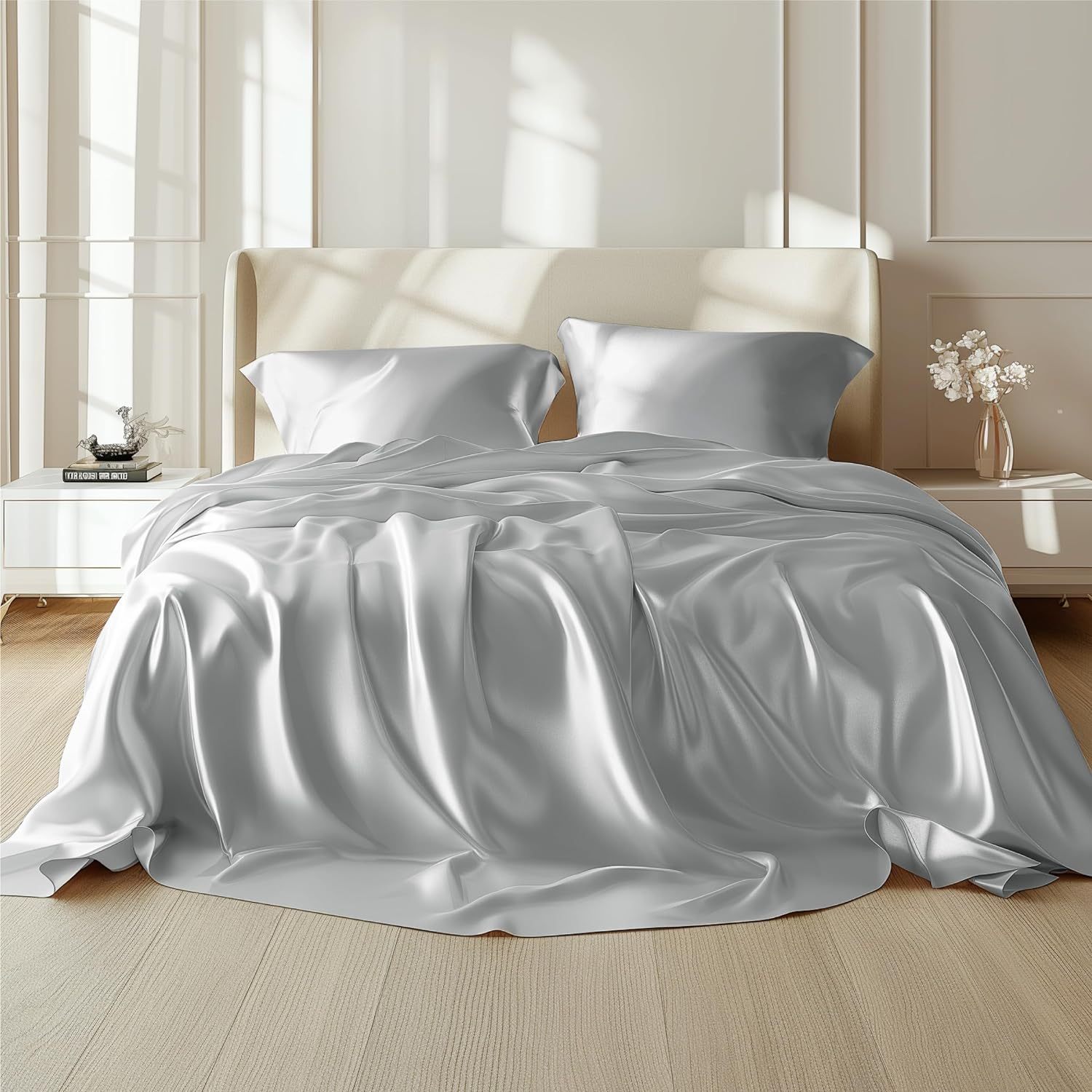 

Bedsure Soft Satin Sheets - 3 Pcs Luxury Silky Sheets, Similar To Silk Sheets, Satin Sheets For Hair And Skin, Gifts For Women