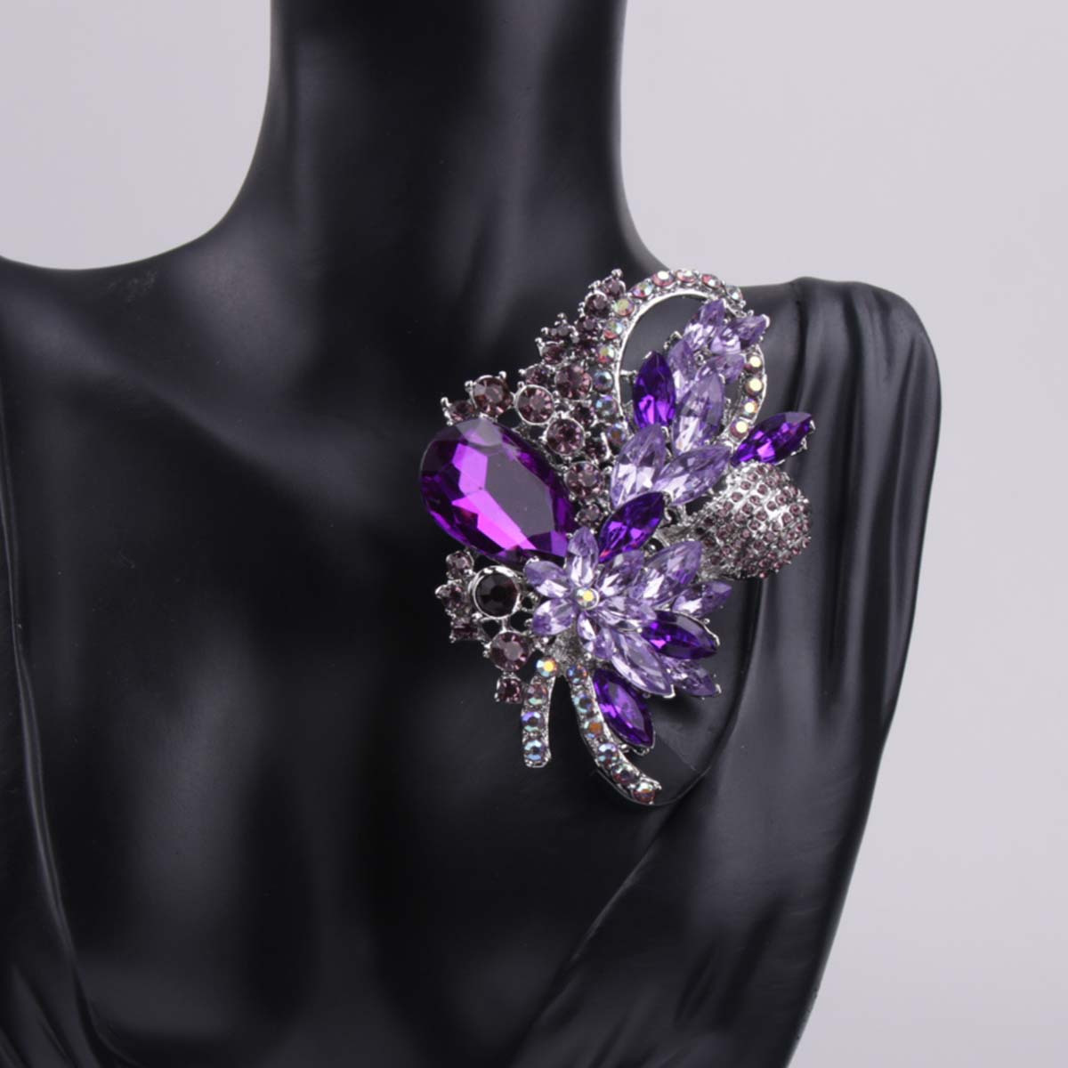 1pc   glass   flower brooch elegant crystal floral plant shape pin for womens suits coats details 2