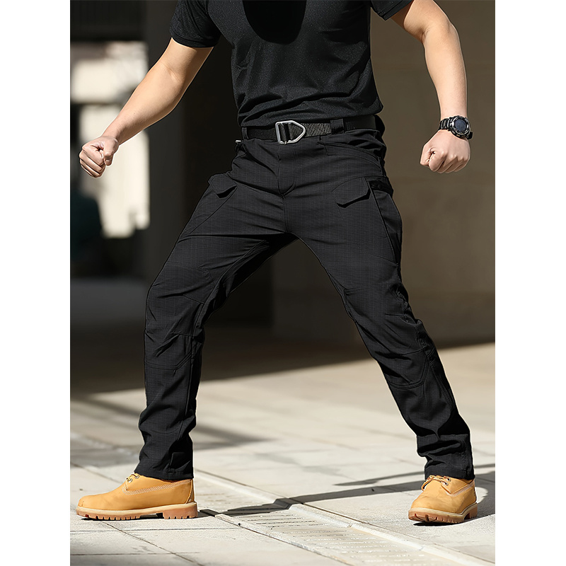 

Mens Solid Cargo Pants - Multi-pocket, Loose Fit, Non-stretch Polyester Trousers For Outdoor Work And Casual Streetwear