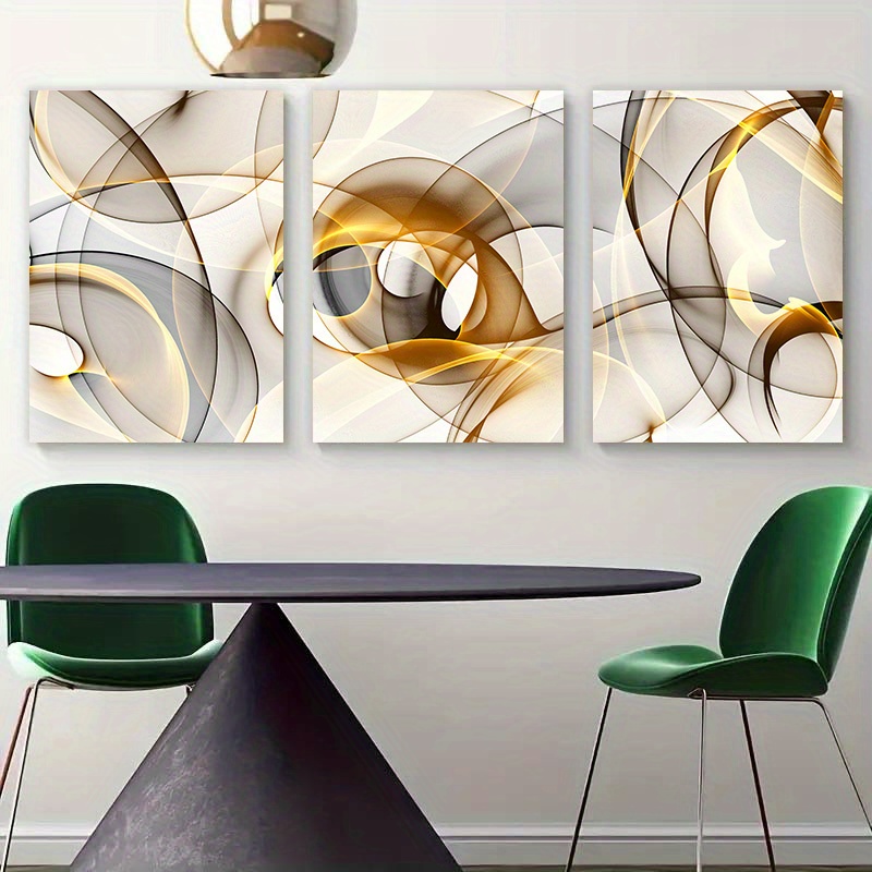 

Framed 3 Piece Modern Golden Line Canvas Painting Abstract Geometry Canvas Wall Art Nordic Simple Style Wall Art Painting Modern Minimalist Poster Printing For Living Room Bedroom Home Decor