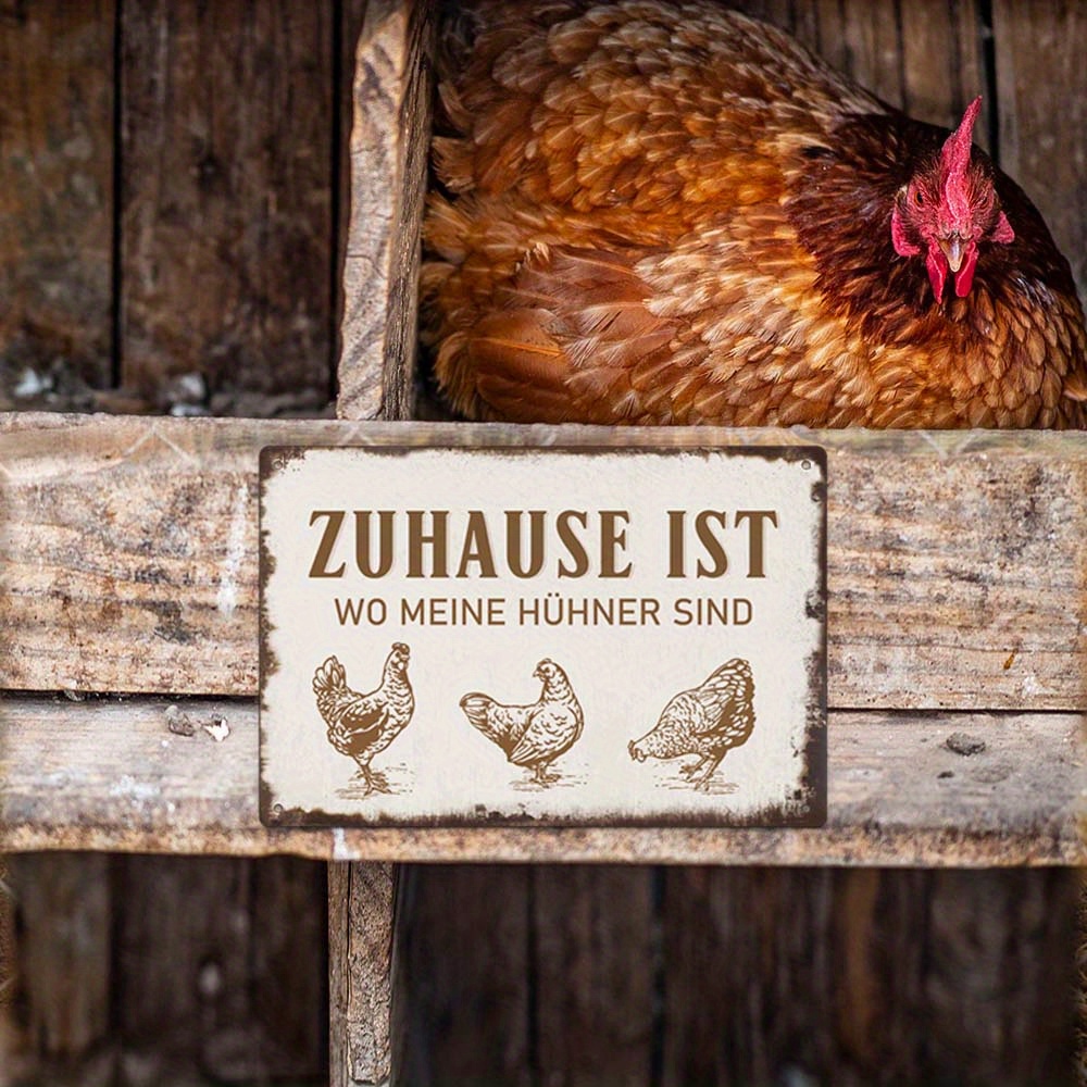 

1pc Chicken Metal Tin Sign, Vintage Plaque Poster Wall Art Decor For Chicken Coop Farmhouse, 7.9 X 11.8 Inches, Zuhause Ist, Wo Meine Hühner Sind