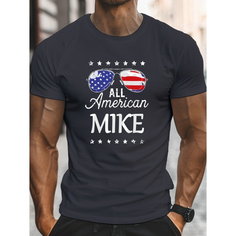 

Big & Tall Men's Summer T-shirt - Patriotic 'all American ' Graphic, Casual Short Sleeve Tee, Breathable Polyester, Machine Washable, Plus Size