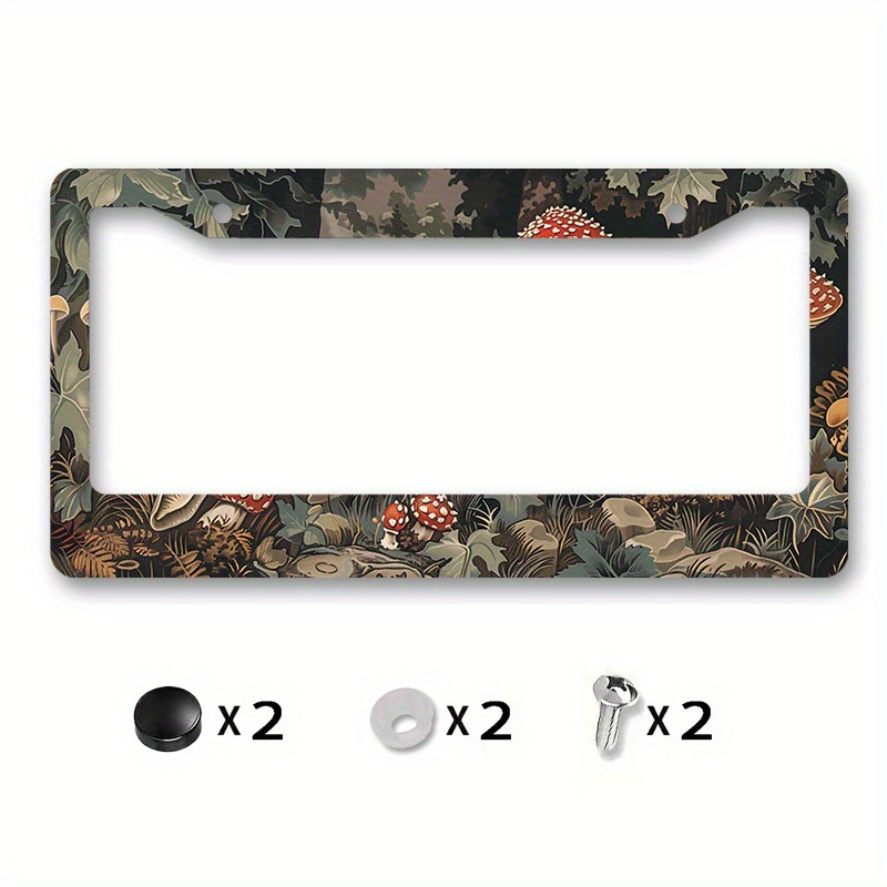 

1pc 6.3x12.2inch (16x31cm) Metal License Plate Frame Cover Mushrooms In The Decorative Car Front License Plate Frame Cover Car Decoration Car Plate Frames, Room Decor