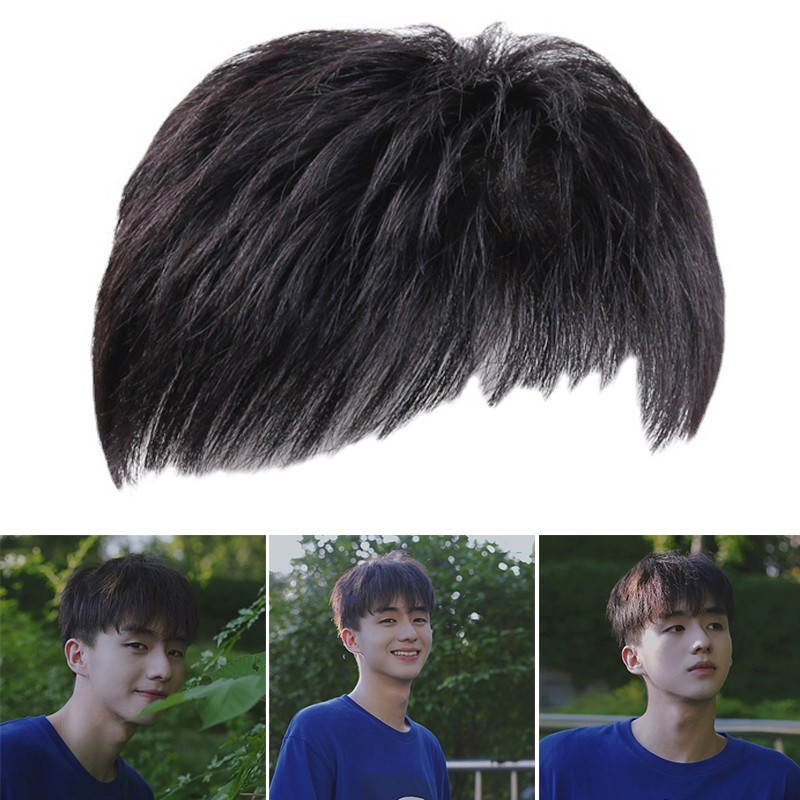 

1 Pc Black Hair Toupee For Men Soft Breathable Not Hurt Hair Odorless Wig For Men Baldness Wig Pieces