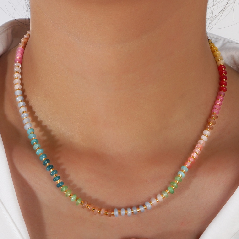 

Bohemian Style Handcrafted Stone Beaded Necklace - Perfect For Everyday Wear Or As A Gift For A Loved 1 - No Plating Or