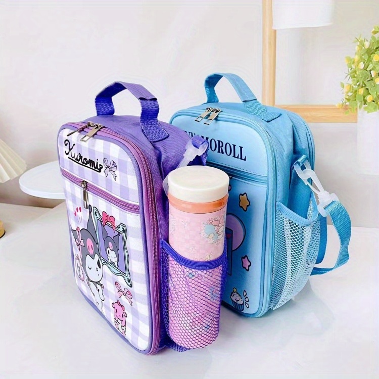 Sanrio Licensed Large Capacity Dual-Purpose Lunch Bag - Pu Leather With Double Zipper, Perfect For Teens & Adults