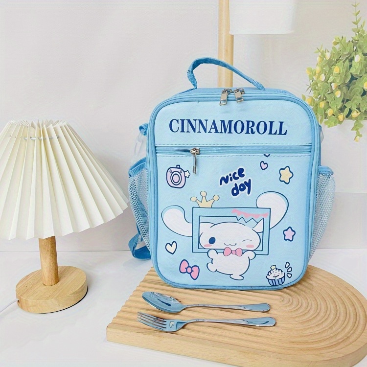 Sanrio Licensed Large Capacity Dual-Purpose Lunch Bag - Pu Leather With Double Zipper, Perfect For Teens & Adults