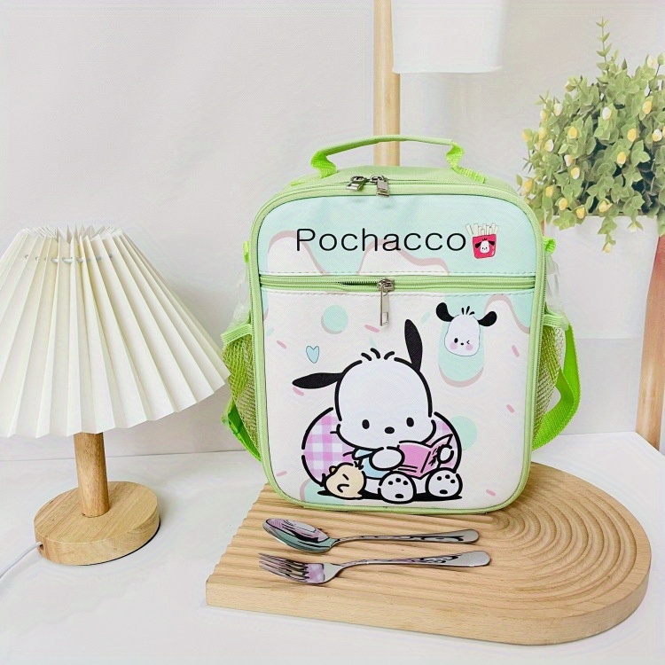 Sanrio Licensed Large Capacity Dual-Purpose Lunch Bag - Pu Leather With Double Zipper, Perfect For Teens & Adults