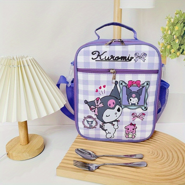 Sanrio Licensed Large Capacity Dual-Purpose Lunch Bag - Pu Leather With Double Zipper, Perfect For Teens & Adults