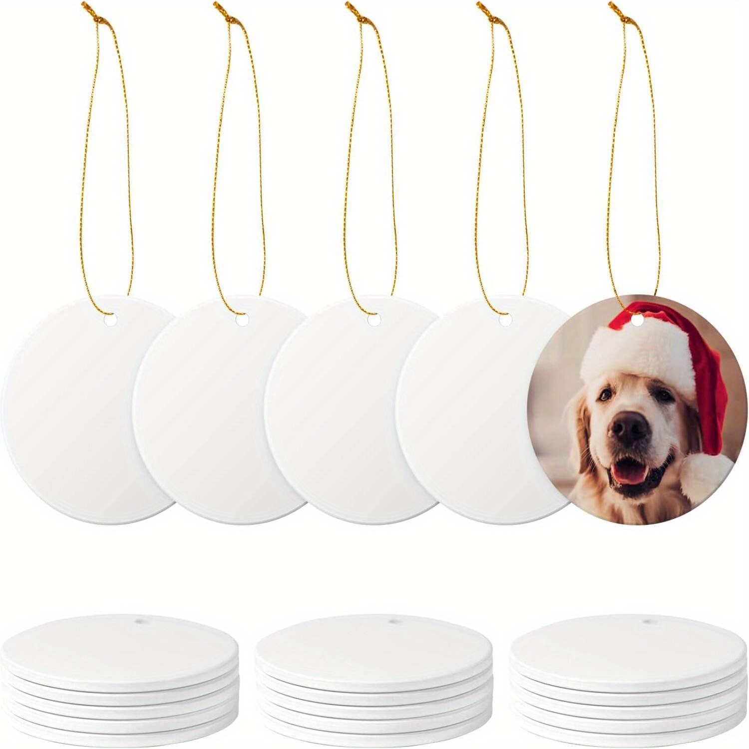 

20pcs Sublimation Ornaments Blanks Round White Blank Ceramic Ornament For Sublimation Personalized Christmas Ornament Bulk Porcelain Blank Ornaments For Heat Transfer Print Diy Craft Gift