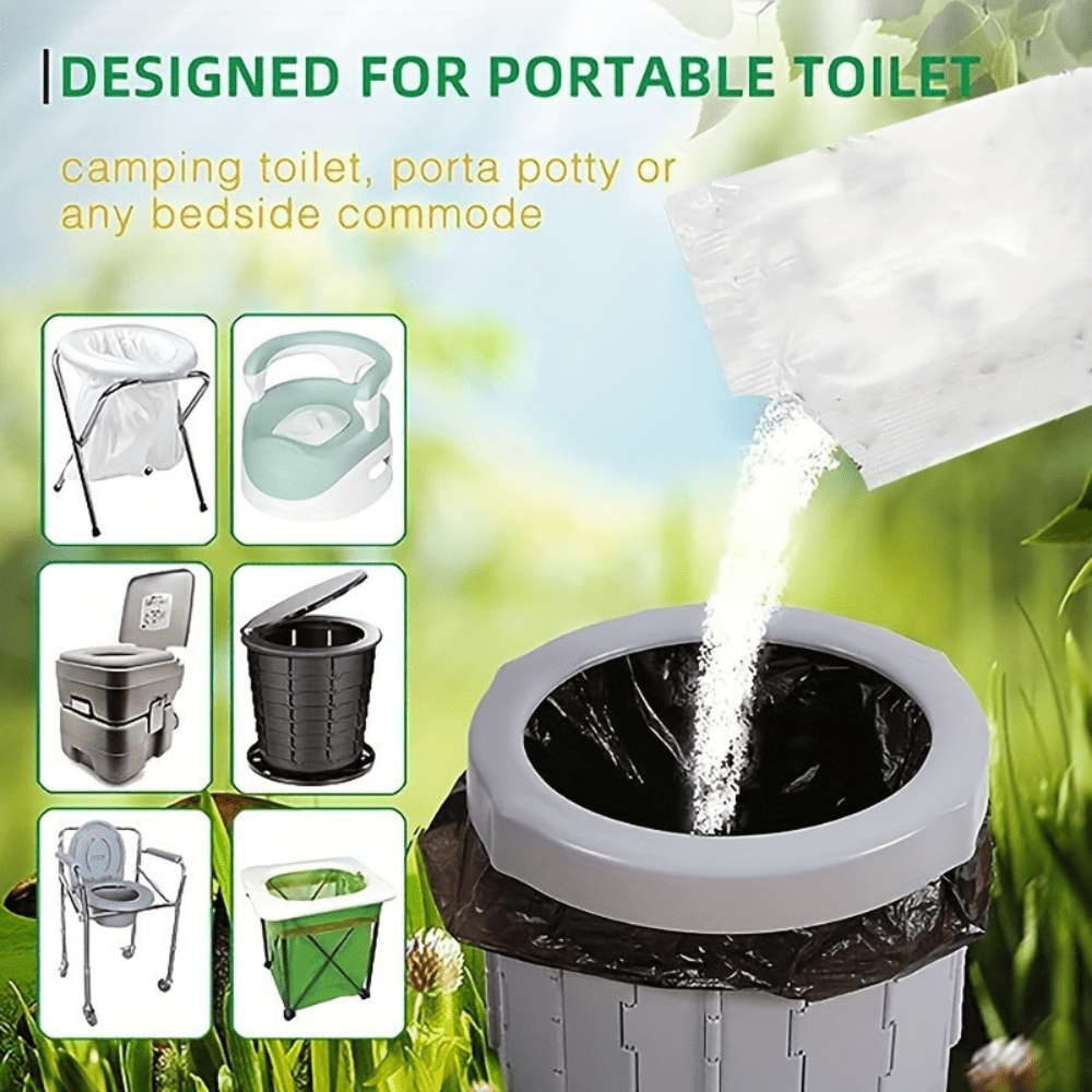 

30-pack Portable Toilet Gel Absorbent Packets - Fast-acting Liquid Solidifier For Outdoor, Camping & Emergency Sanitation - Odor Control Resin For Portable Toilets And Commodes