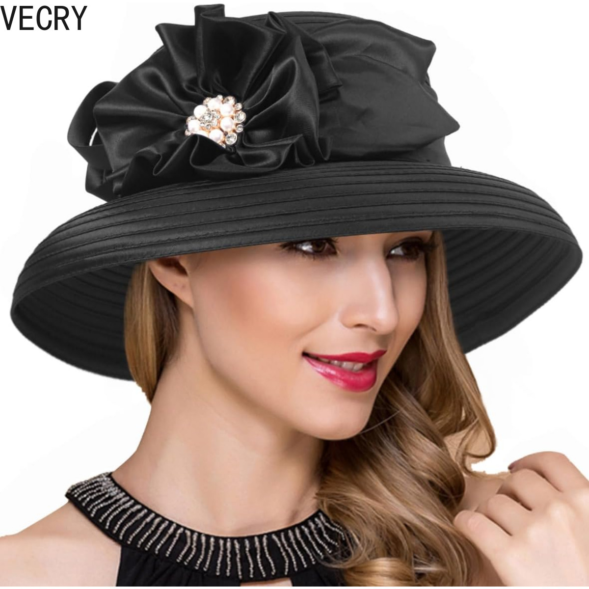 

Vecry Women Kentucky Derby Church Dress Cloche Hat Fascinator Wedding Bucket Hat