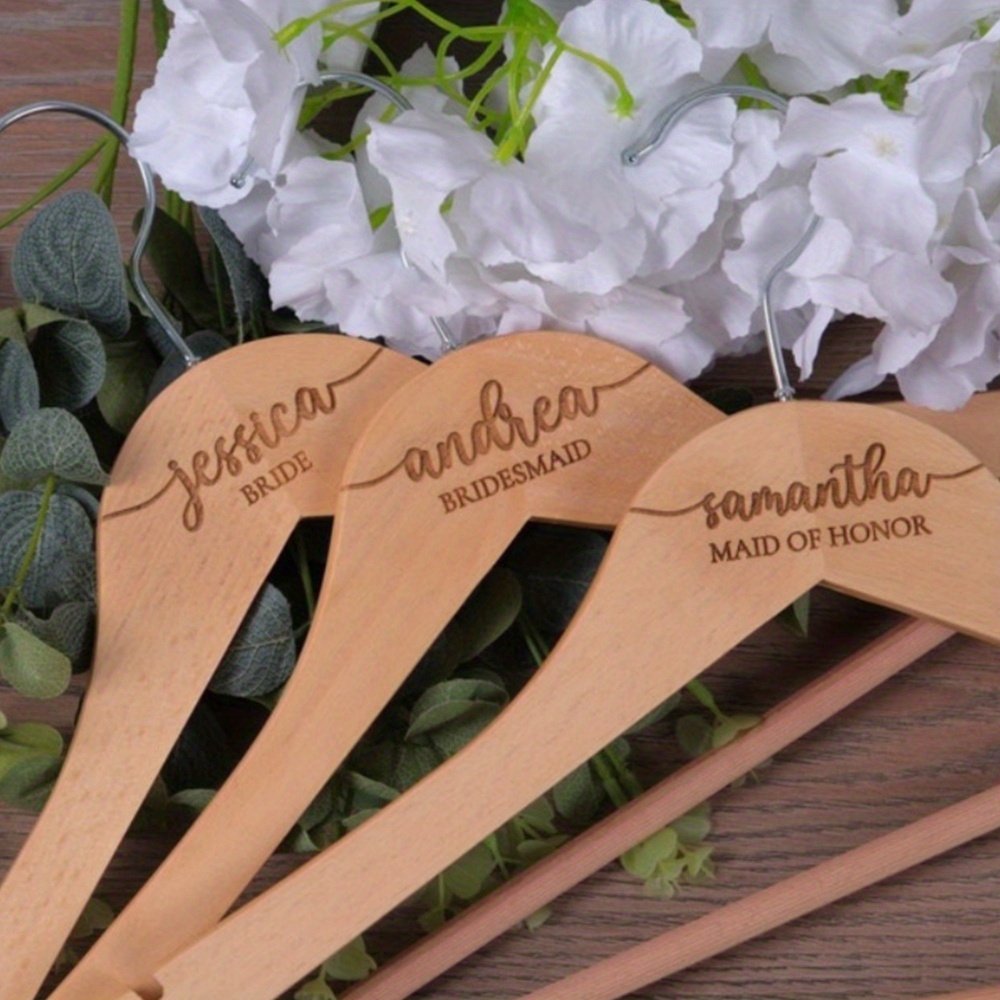 

1pc Personalized Wedding Hanger, Custom Bridal , Bridesmaid Gift, Engraved Wood Hanger With Name