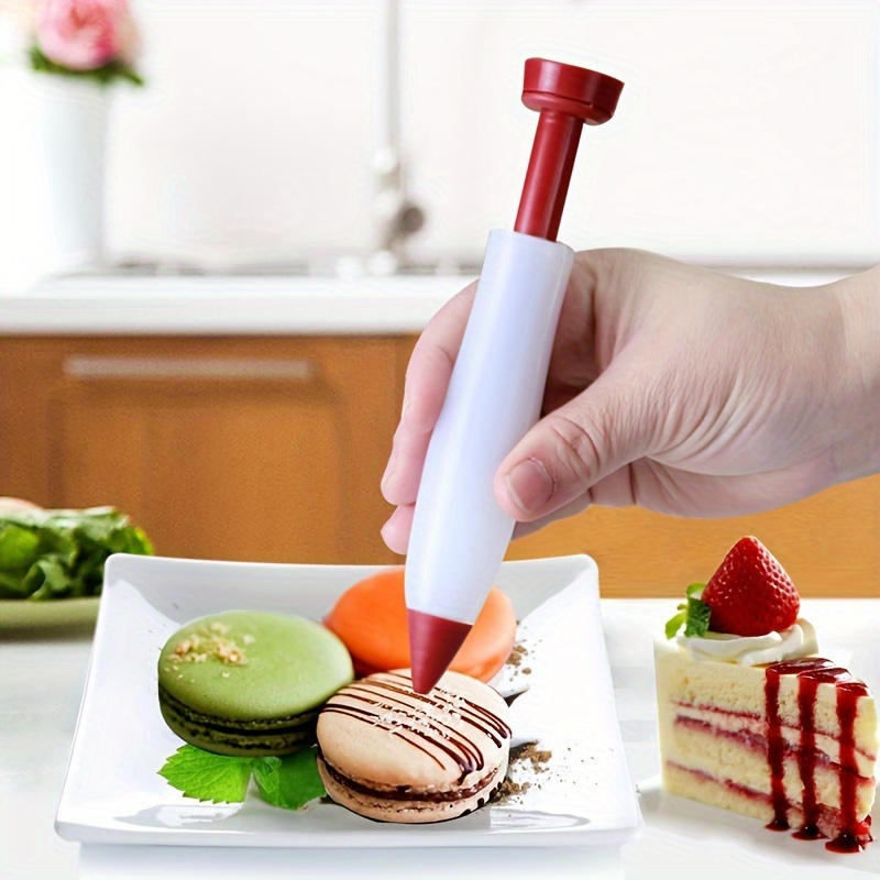 Silicone Icing Piping Pen, Uncharged Food Decorating Writing Tool with Pastry Nozzle for Cookie, Cake & Dessert Decoration, Kitchen Accessories Bakeware