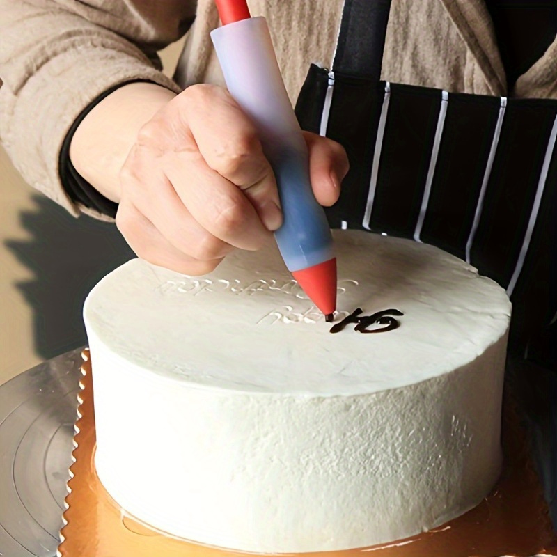 Silicone Icing Piping Pen, Uncharged Food Decorating Writing Tool with Pastry Nozzle for Cookie, Cake & Dessert Decoration, Kitchen Accessories Bakeware