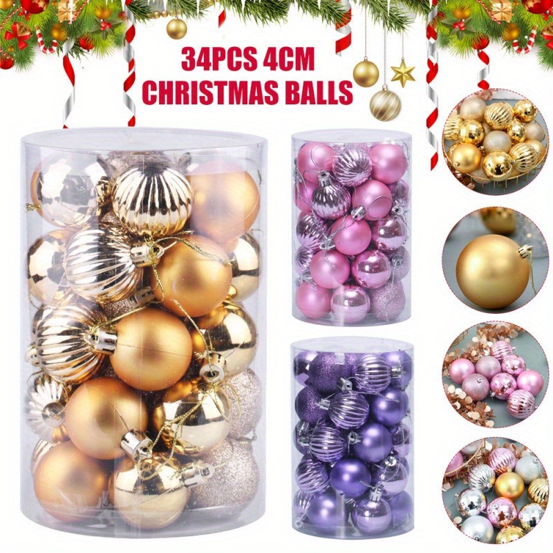 

34pcs 4cm Christmas Balls, Christmas Tree Ball Decorations For Christmas Home Decoration