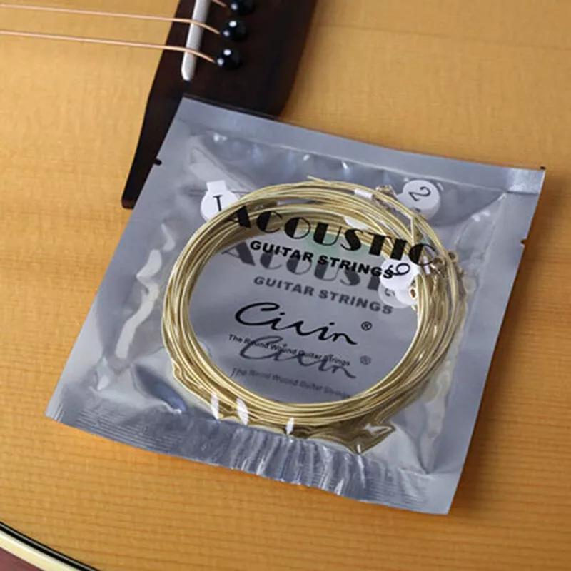 1 Set 6pcs Practice Nickel Plated Steel Guitar Strings for Acoustic Guitars - Golden Coated Roundwound Strings with Polished Finish, Durable & Smooth Playability, Enhanced Tone & Control for Beginners & Advanced Players, Guitar Accessories, Acoustic Guitar Upgrade, Sleek String Design, Nickelplated Strings, Durable String Construction, Studio Practice, Roundwound Strings, Highquality Strings, Acoustic Guitarists