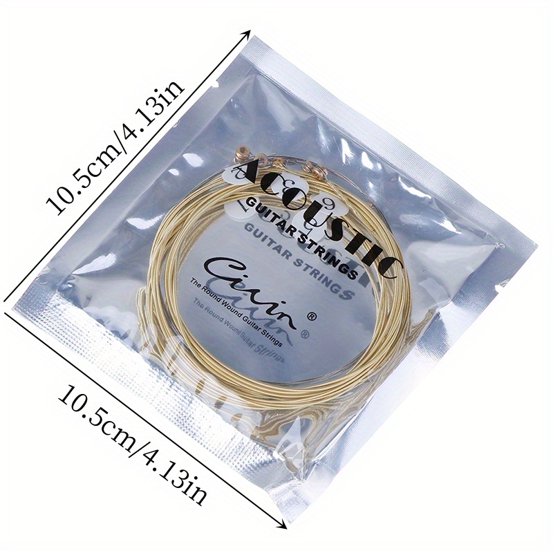 1 Set 6pcs Practice Nickel Plated Steel Guitar Strings for Acoustic Guitars - Golden Coated Roundwound Strings with Polished Finish, Durable & Smooth Playability, Enhanced Tone & Control for Beginners & Advanced Players, Guitar Accessories, Acoustic Guitar Upgrade, Sleek String Design, Nickelplated Strings, Durable String Construction, Studio Practice, Roundwound Strings, Highquality Strings, Acoustic Guitarists