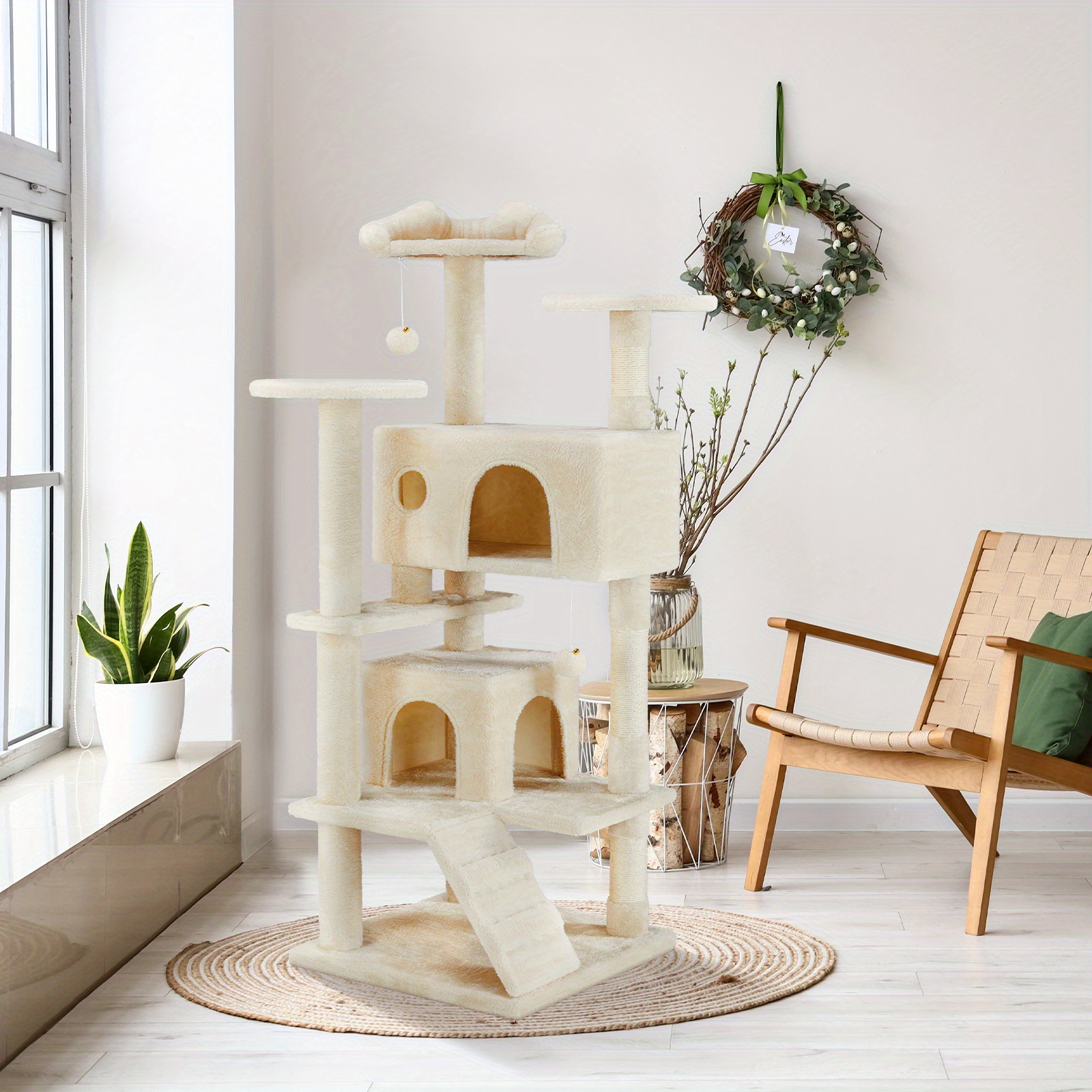 

54in Cat Tree - House, Cat Condo, Multi-level Cat Tree Tower, Sisal Scratching Post, Climbing Plate & Ladder