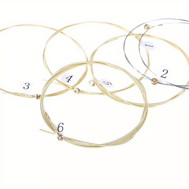 1 Set 6pcs Practice Nickel Plated Steel Guitar Strings for Acoustic Guitars - Golden Coated Roundwound Strings with Polished Finish, Durable & Smooth Playability, Enhanced Tone & Control for Beginners & Advanced Players, Guitar Accessories, Acoustic Guitar Upgrade, Sleek String Design, Nickelplated Strings, Durable String Construction, Studio Practice, Roundwound Strings, Highquality Strings, Acoustic Guitarists