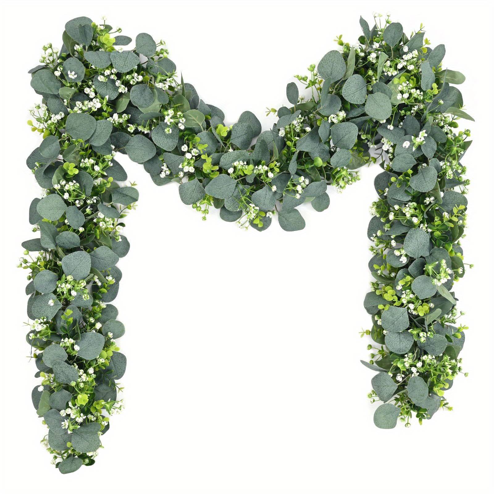 

2/4/8 Pcs 5.9ft Greenery Garland Eucalyptus Garland Green Garland With Flowers Artificial Faux Silver Leaves For Table Home Wedding Mantle Party Indoor Outdoor Decor