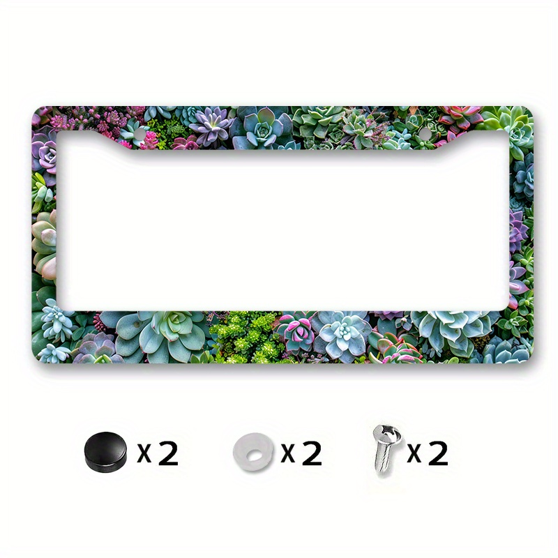 

2d 1pc 6.3x12.2inch(16x31cm) Metal License Plate Frame Cover Succulents License Plates Frame For Cars