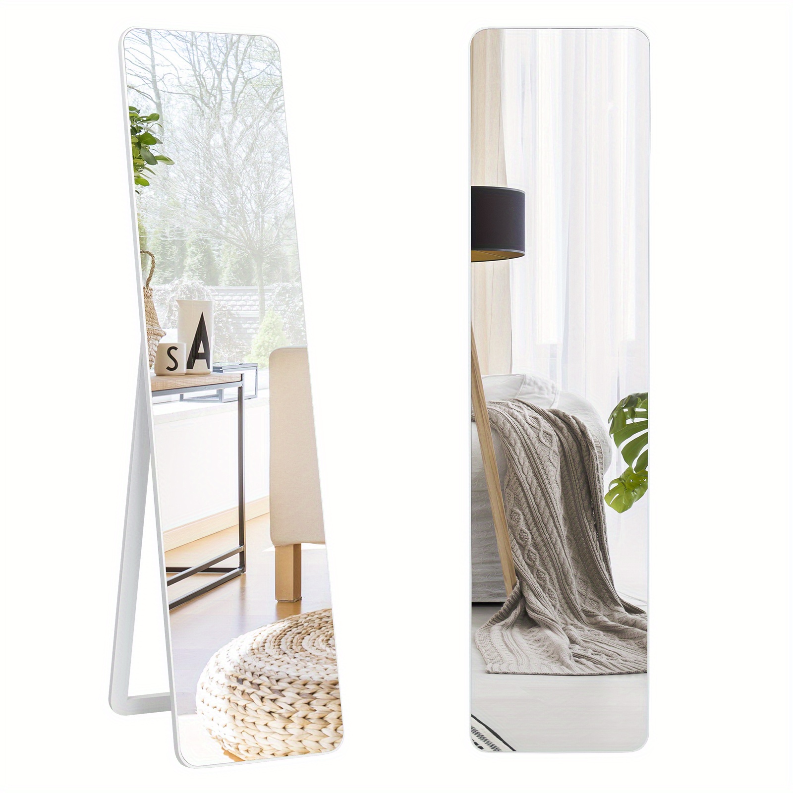 Full Length Floor Mirror Frameless Wall Mounted Mirror Bedroom Bathroom White