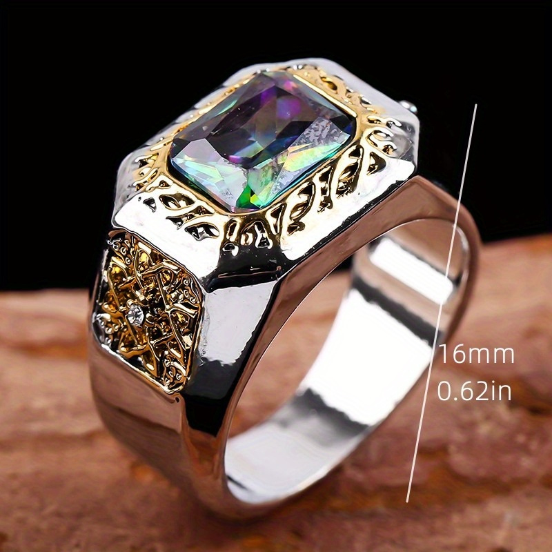 

1pc 2 Color Square Creative Ring Alloy Ring, Bohemian Style Ring