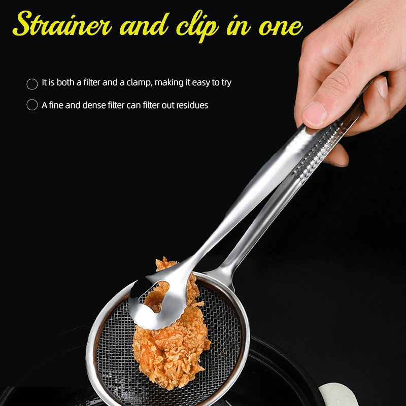 

11in Stainless Steel Kitchen Tongs - Multifunctional, Easy-clean Cooking & Frying Tool For Meals