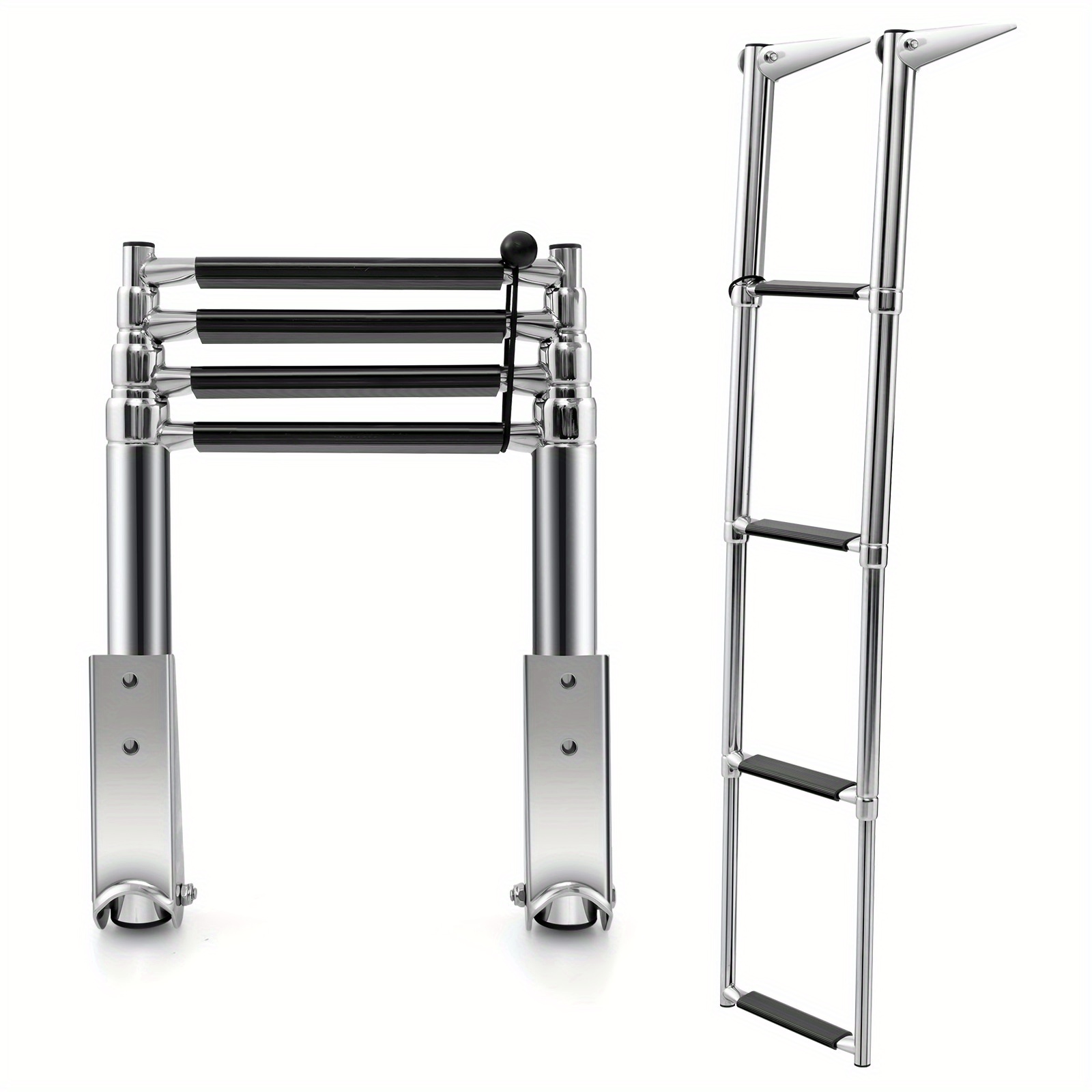 4-step Telescoping Boat Ladder Folding Dock Ladder With Non-slip Steps