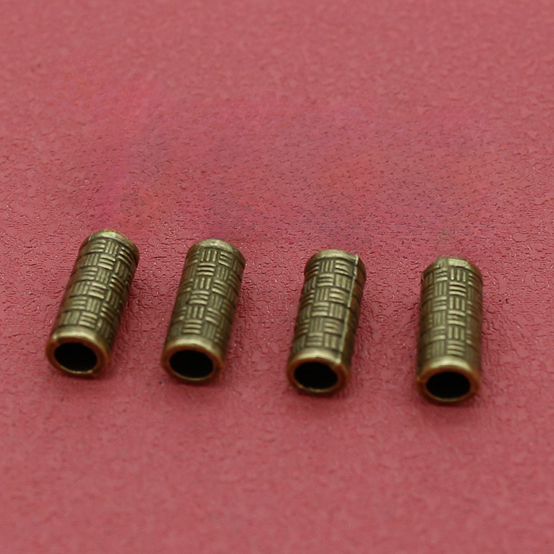 20pcs Tibetan Silvery Unique Braided Pattern Long Tube Spacer Beads, Handmade Large Hole Loose Beads For Accessories